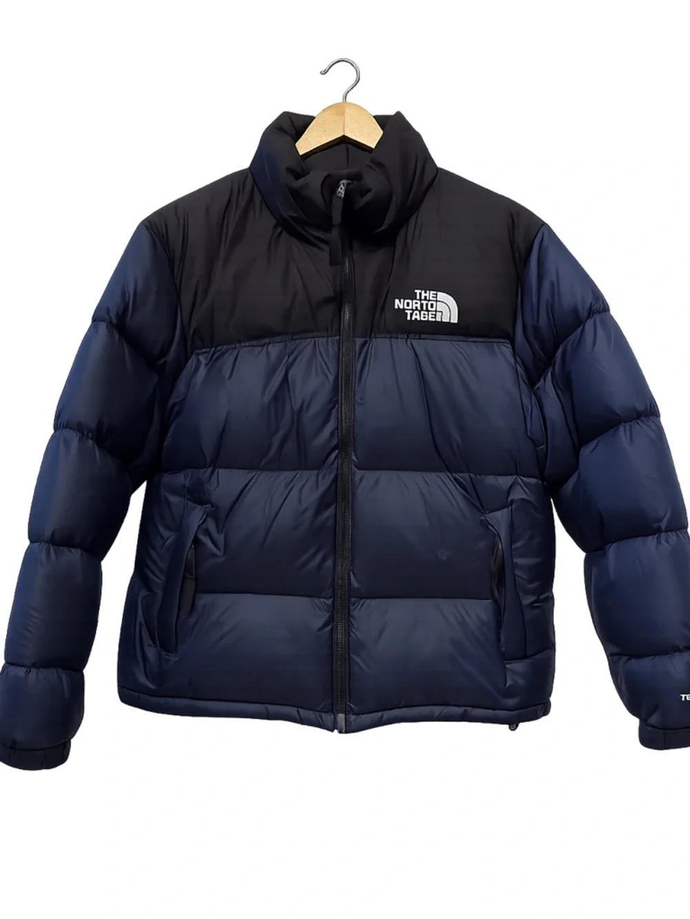 The North Face Black Navy Shell Nuptse Large Rip